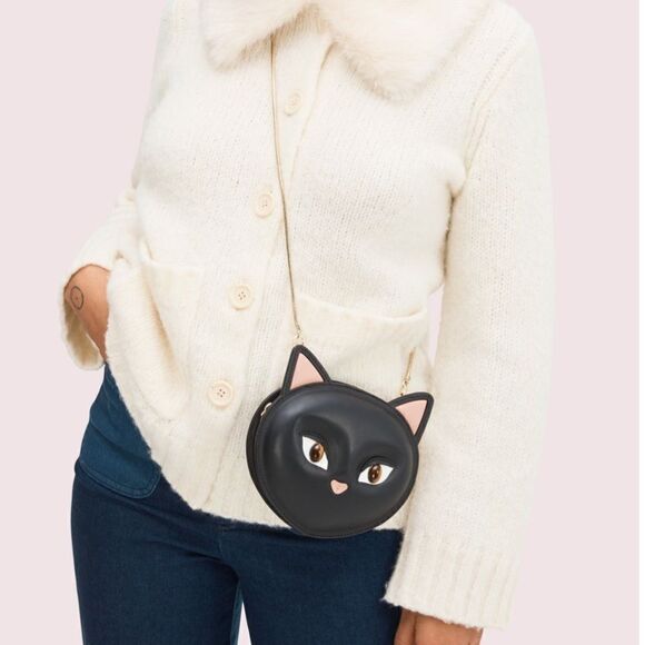 AUTHENTIC CATS BLACK KATE SPADE MEOW CAT CROSSBODY BAG - Picture 5 of 9